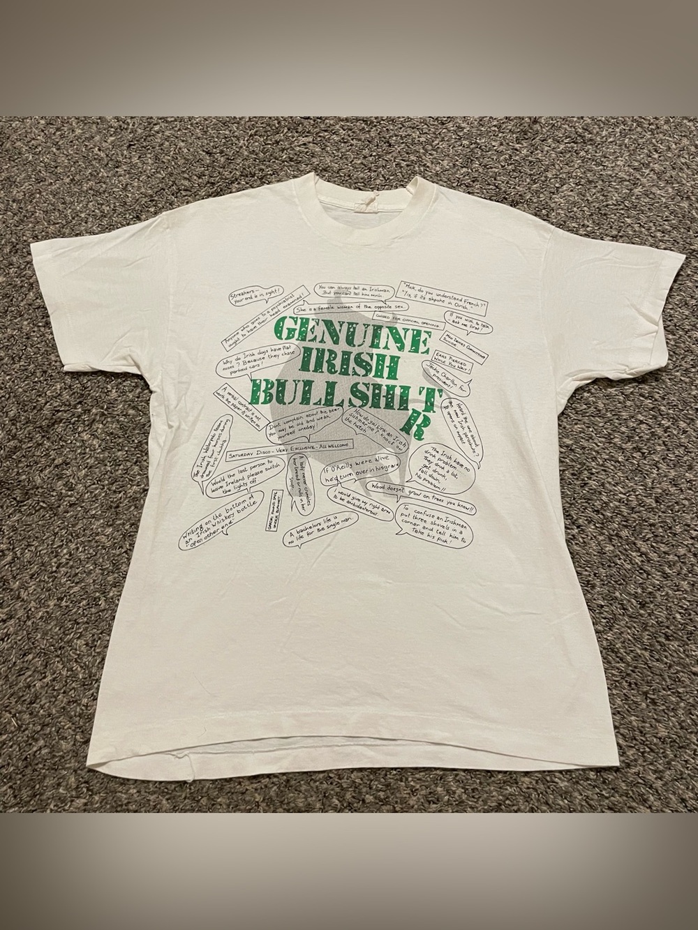 Vintage 80s Ireland Irish Graphic Funny Scripted Tee Size Medium 1980s
